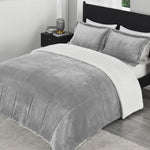Ultra-Soft Micromink Sherpa Queen Comforter Set With 2 Pillow Shams - 3-Piece Set - Grey - Plush Warm Fall Winter Blanket & Bedding Comforter Sets