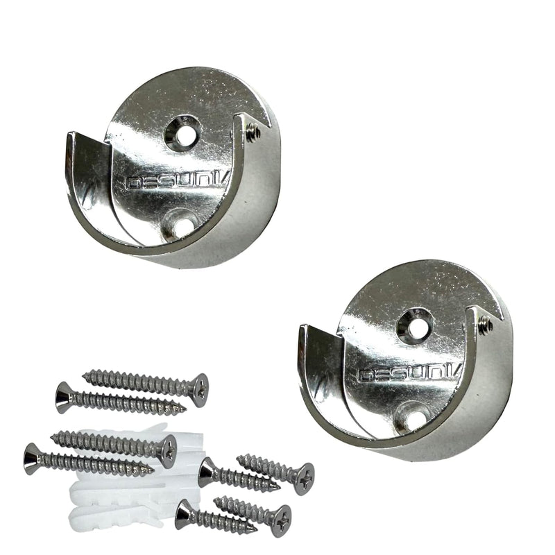 Closet Rod Support Flanges With Screw On Attachment | Heavy Duty Clothes Pole En
