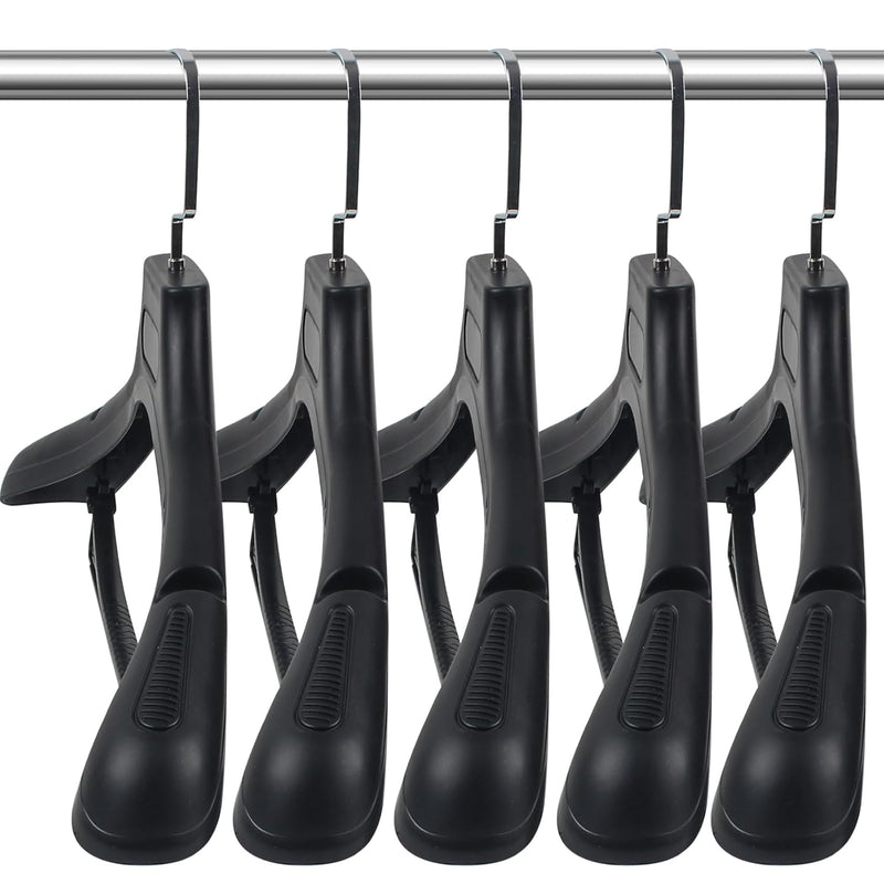 Plastic Extra Wide Shoulder Suit Hangers For Men 30 Pack Width 17.7", Black Swea