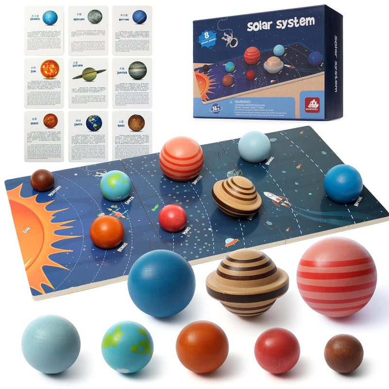 Wooden Solar System Model Board?Kids Solar System?Montessori Planet Toys,Ed