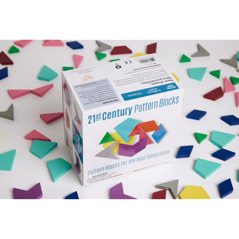 21St Century Pattern Blocks Set Of 132 Colorful Wooden Blocks In Eight Shap
