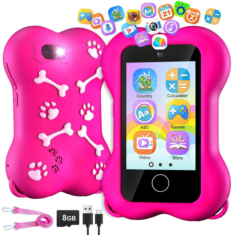 Kids Smart Cell Phone Toy For Girls Boys, Cute Paw Bone Kid Mobile Phone 2.8"
