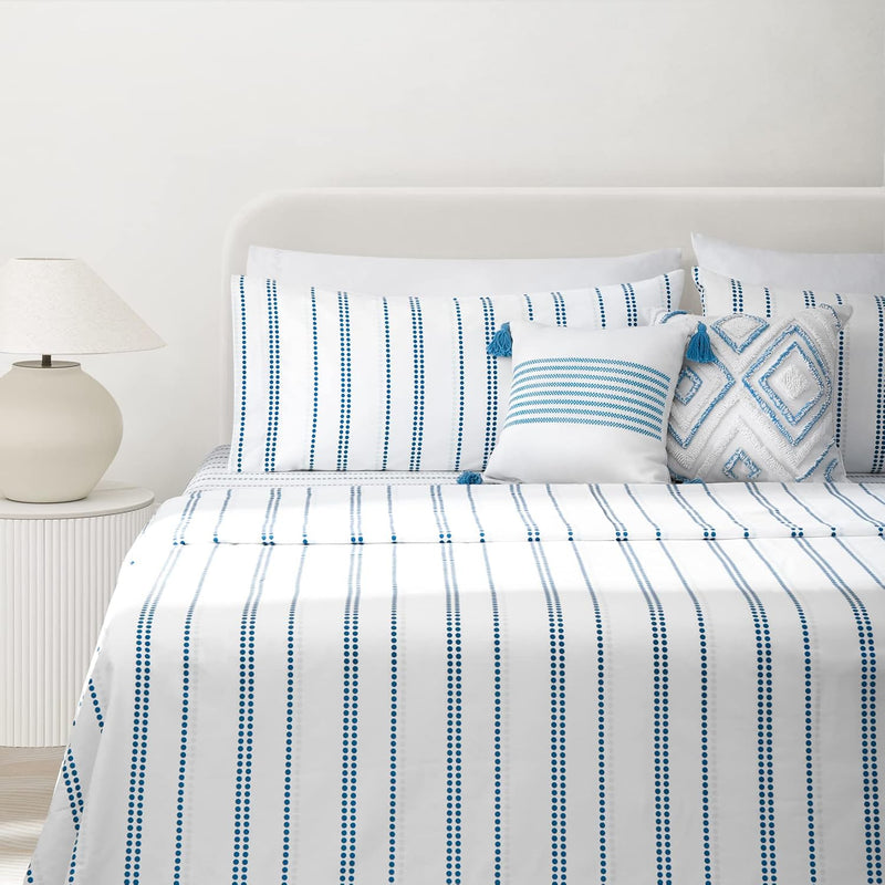 Queen Sheet Set, 100% Combed Cotton Sheets, Extra Soft, Breathable Sheets For