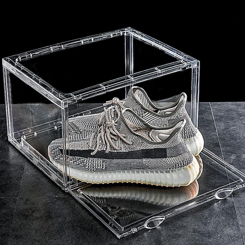Clear Shoe Box,Stackable Plastic Sneaker Box Container,Magnetic Front Opening Sh