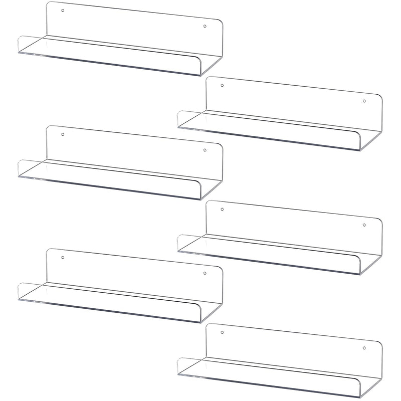 6 Pack Floating Shelves,15 Inch Acrylic Shelves Floating Bookshelf,Funko Pop D