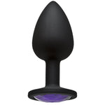 Booty Bling - Spade Shaped Silicone Anal Plug With Jeweled Base - 3" Long And 1.2" Wide - Small - Purple Jewel