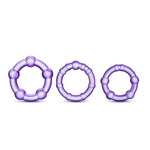 Blush Stay Hard Beaded Penis Rings (3 Sizes), Soft Stretchy Tpe Cock Rings For Men & Couples, Increase Stamina, Longer Harder Bigger Erections, Add Girth, Male Enhancement Adult Sex Toy C-Ring- Purple