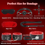 12-Piece BDSM Bondage Kit – Restraints, Anal Plug & Adult Toys for Couples (Red)