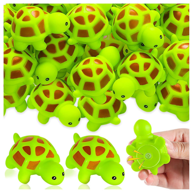 25Pcs Mini Rubber Turtle Green Floating Squeaky Sea Turtle Rubber Bath Toy,