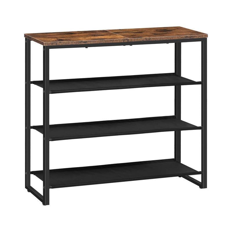 Shoe Rack, 4 Tier Shoe Storage Organizer, Shoe Shelf With 3 Oxford Fabric Shelve