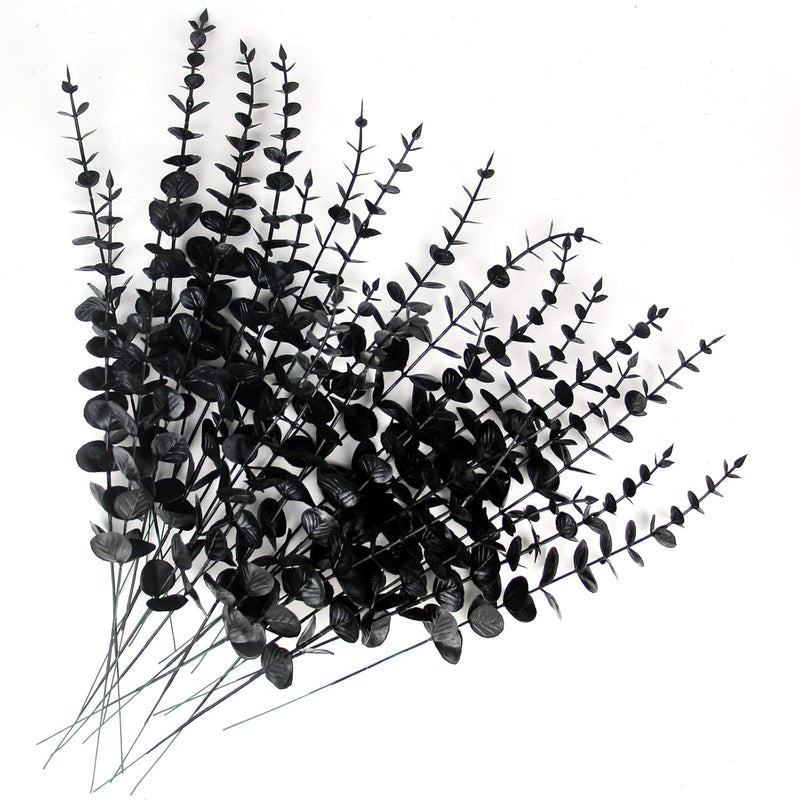 Black Artificial Eucalyptus Stem Bulk Halloween Faux Eucalyptuses Wedding Bouq