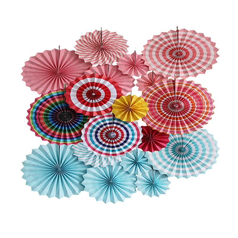 18 Pcs Tissue Paper Fans Party Decorations Hanging Paper Fans Decoration (Pink