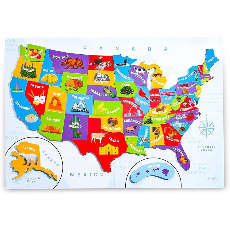 Juvale U.S. Puzzle Map of The United States with 44 Magnetic Pieces (19 x 1
