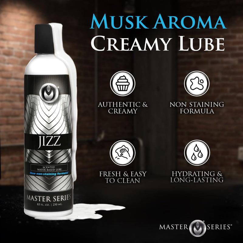 Jizz Waterbased Lube | Creamy White Liquid With Realistic Texture & Muskinspired Scent | Nonstaining & Easy To Clean | 8.5 Oz Bottle | Natural Ingredients | Slick Feel