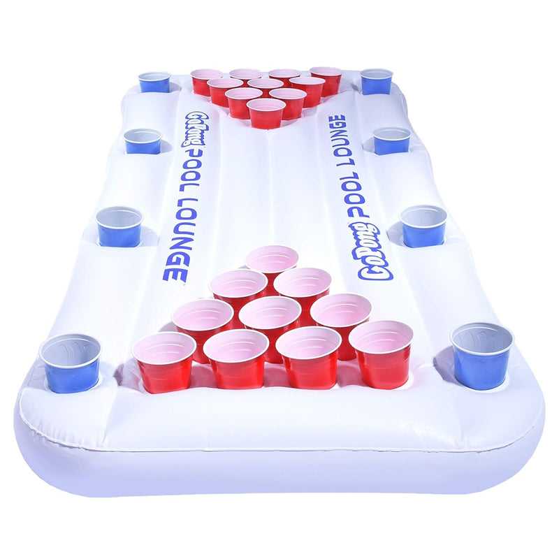 Pool Lounge Beer Pong Inflatable With Social Floating, White