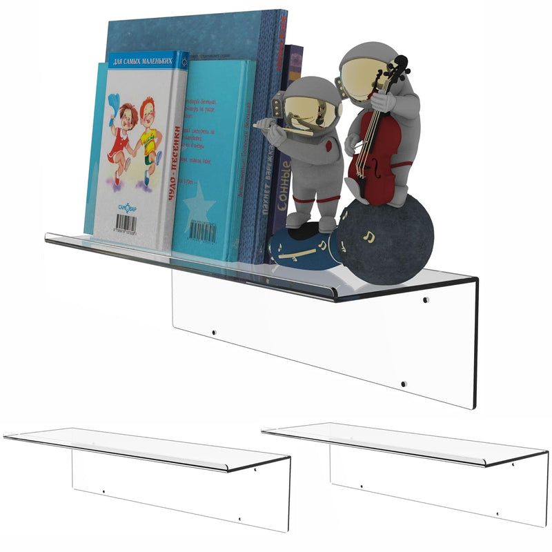 15.8" Invisible Acrylic Floating Wall Ledge Shelf, Wall Mounted Nursery Kids B
