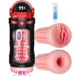 Male Masturbator Sex Toys For Men - Vibrating Pocket Pussy Penis Pump 2 Sleeves Realistic Fleshy With 9 Sucking & 9 Vibrating, Adult Toys Mens Sex Toy, Lcd Display Penis Training Stroker Sex Machine