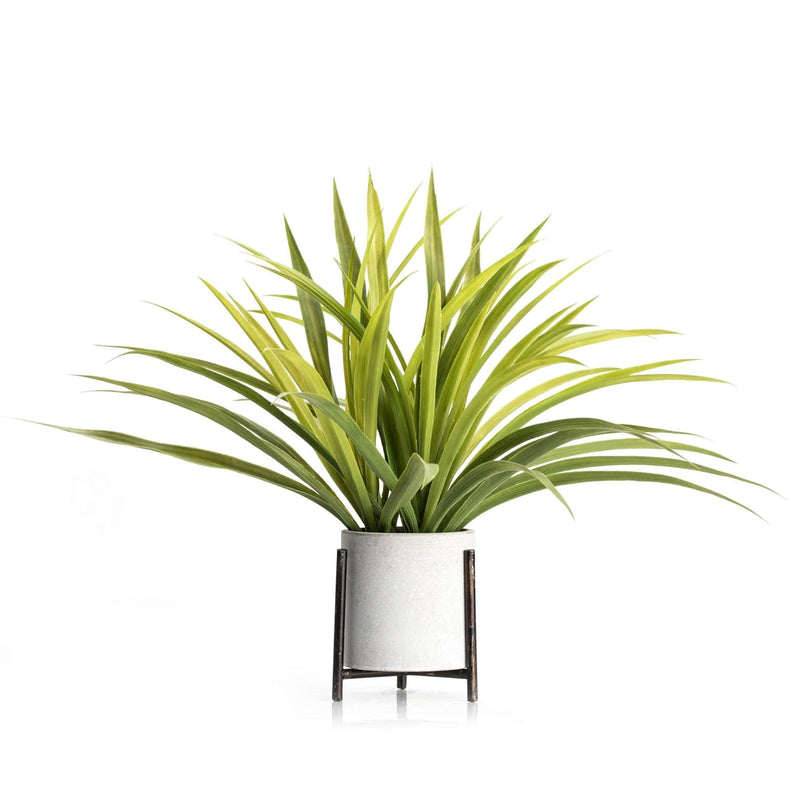 15" Potted Spider Plant In Artificial Plant Stand- Fake Plants For Indoors Out