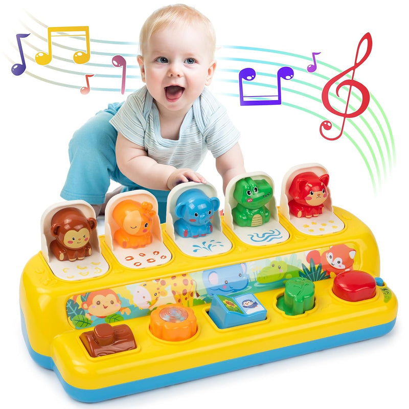 Interactive Pop Up Animal Toys With Music, Animal Sound & Light, Early Deve