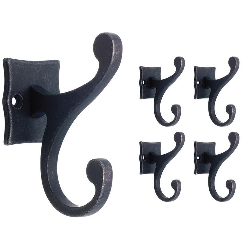 Franklin Brass Double Scroll Hook Assembly Wall Hooks 5-Pack, Gunmetal, Fbscrh5-