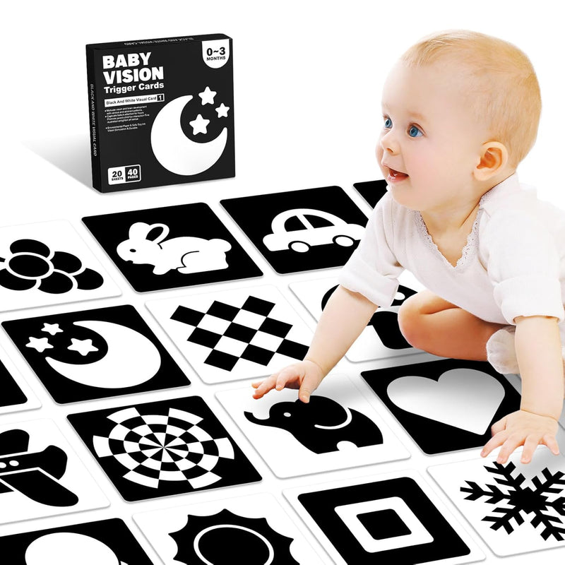 High Contrast Baby Cards For Infants, Black And White Baby Cards High Contr
