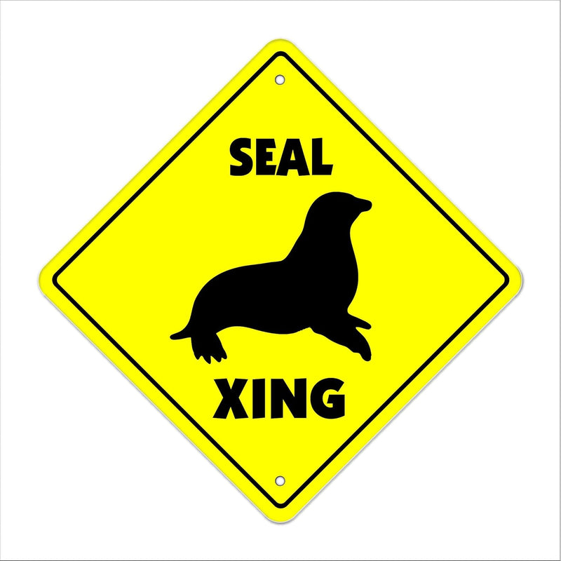 Seal Crossing Sign Zone Xing | Indoor/Outdoor | 12" Tall Plastic Sign Animals