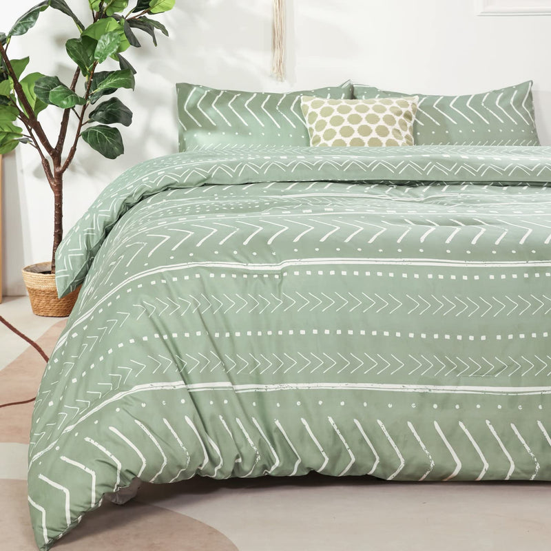 Aztec Comforters Queen Size, Folkloric Art Pattern Boho Aztec Bohemian Bedding