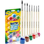 Kids Washable Paint Set for Toddlers, 18 Pots, 8 Brushes Gift Bundle