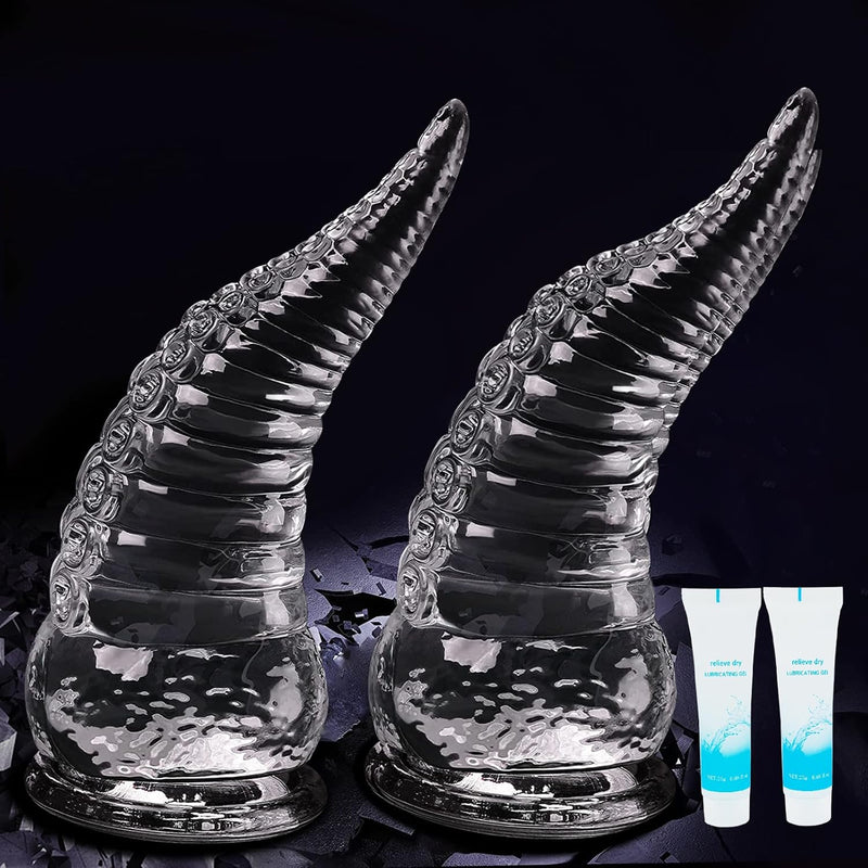 2 Pcs Tentacle Realistic Dildo For Women Octopus Huge Anal Dildo Of Premium Liquid Silicone Clear Huge Monster Liquid Silicone Anal Plug Prostate Massager For Hands-Free Play Adult Sex Toys For Women