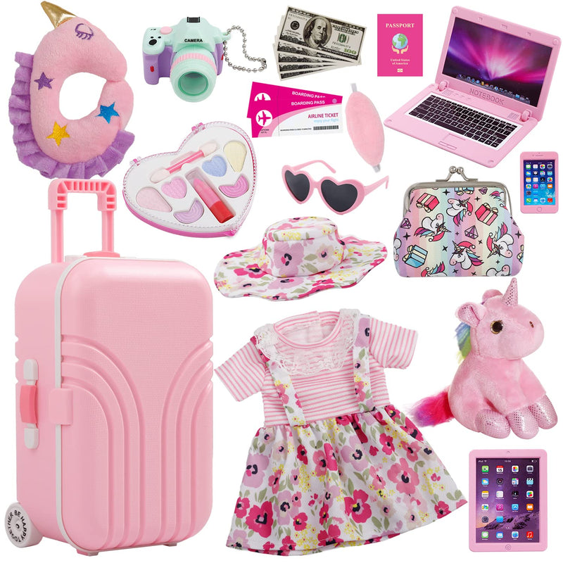 18 Inch Doll Suitcase Travel Luggage Play Accessories 18" Doll Clothes Acce