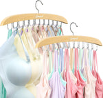 Bra Hanger for Closet, 20 Hooks Capacity Tank Top Hanger Premium Wooden Closet Foldable Metal Hooks Camisole Organizer for Hangers Space Saving, 360°Rotating, Closet Organizers and Storage-2 Pack