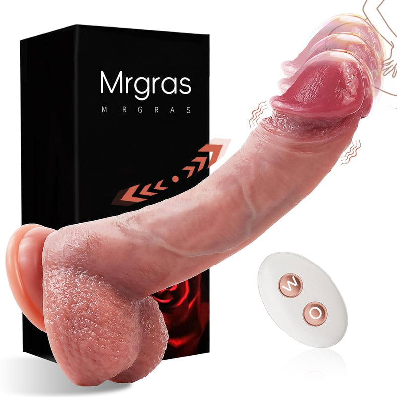 Sex Toys Thrusting Dildo Vibrator, 3 Pulsation Thrusting & 5 Vibration Mode 8.5 Inch Realistic Dildo Penis For Clitoral G Spot Anal Stimulate Liquid Silicone Suction Cup Adult Sex Toys Advanced