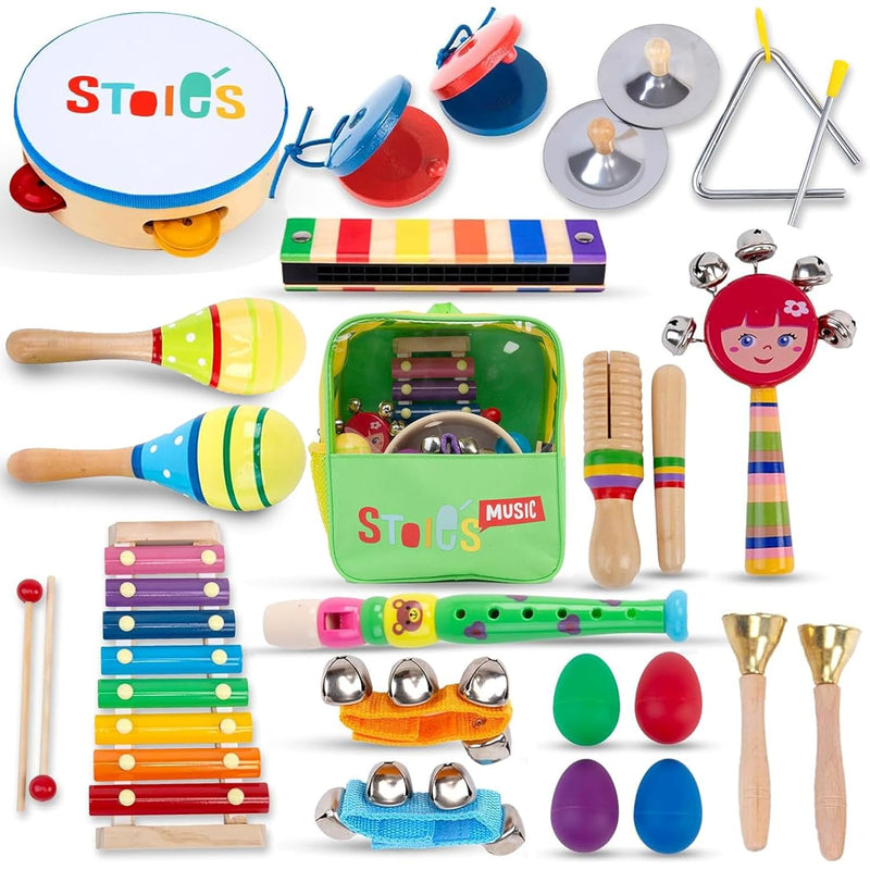 24 Pcs Musical Instruments For Toddlers, 1 3 Baby Instruments, Wooden Music