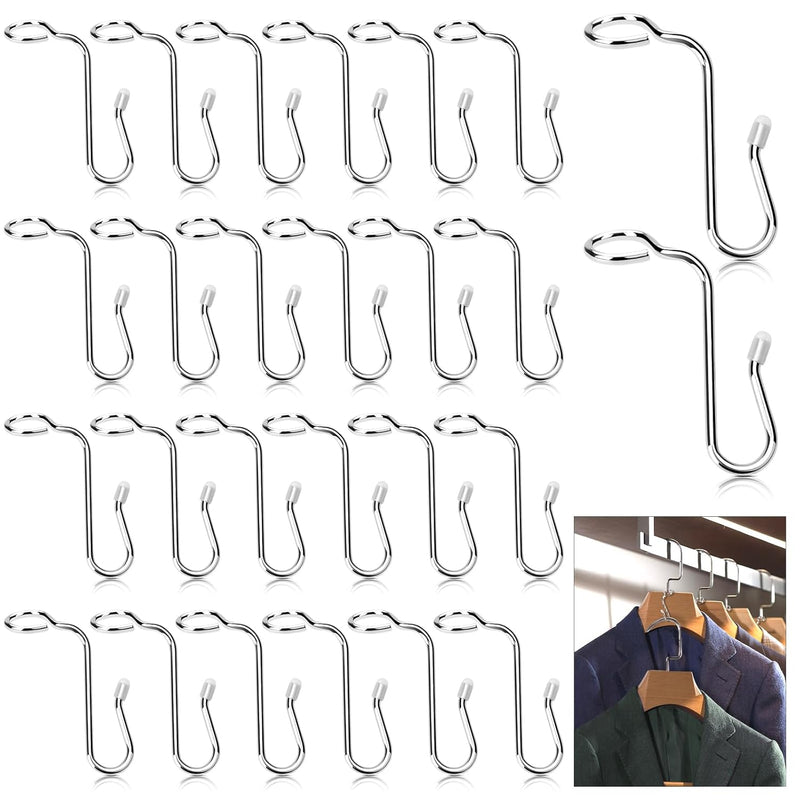 50 Pieces Hanger Connector Hooks Metal Hanger Extender Hooks Stable Clothes Hang