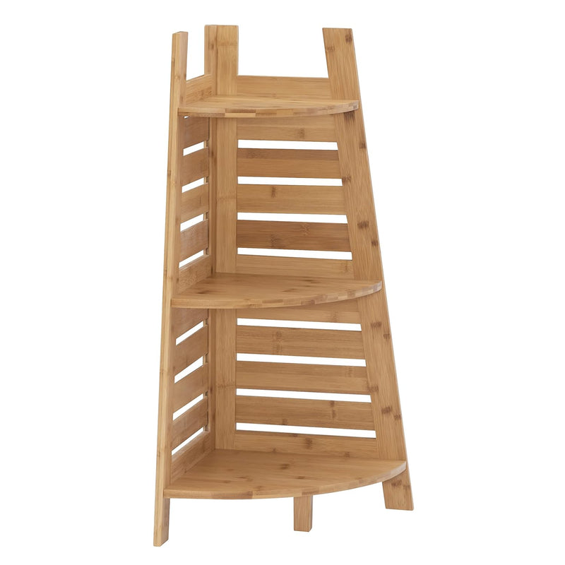 Amzn0326 Finn Bamboo Bathroom Corner Shelf, Brown