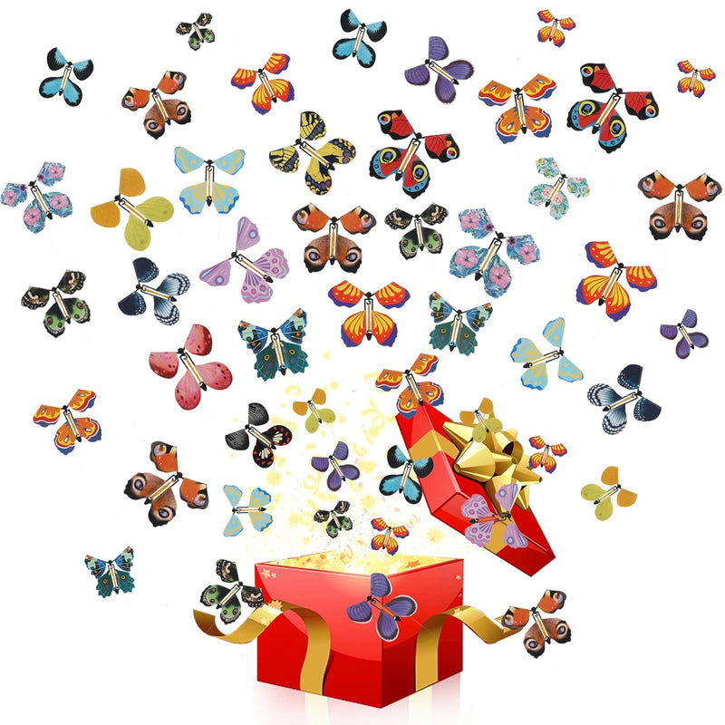 40 Pcs Magic Flying Butterfly, Fairy Flying Toys Rubber Band Powered Wind Up F