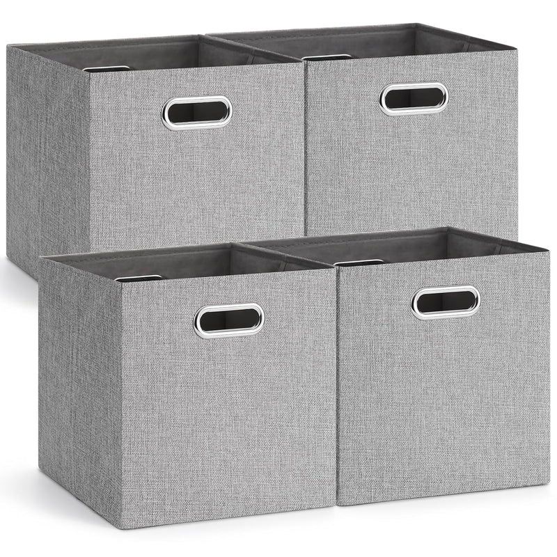 Cube Storage Bins,11 Inch Collapsible Storage Box Linen Fabric Bins With Double