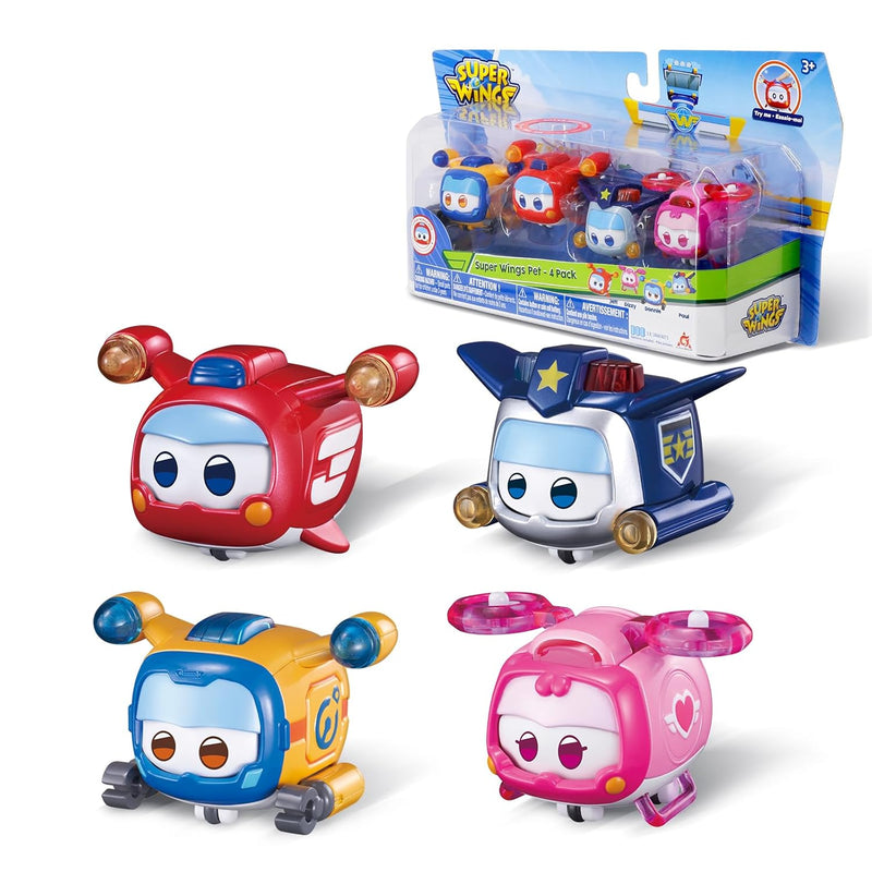Super Wings Toys Super Pets, 4-Pack Collection Super Pet Sets,Transformer T