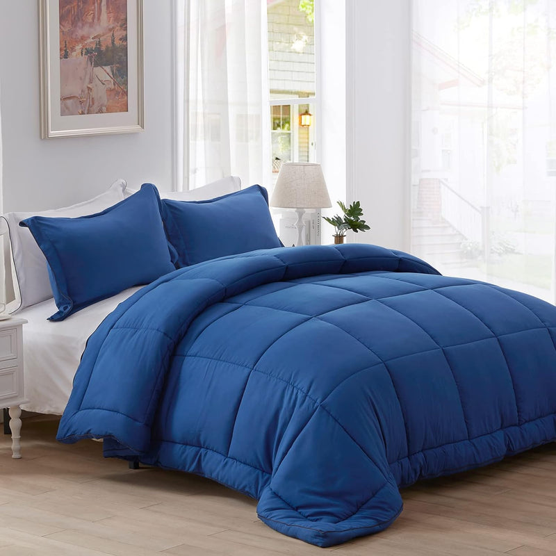 All Season 100% Microfiber Down Alternative Comforter Set For King Size Bed Qu