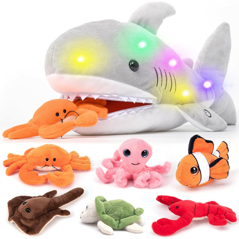 Light Up Shark Plush Toy Stuffed Animal Kids Sea Creatures Toys Toddlers Gl