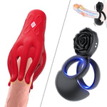 Pleasure Penis Training Vibrator + Black Rose Cock Ring With Testicles Massager & Clitoral Stimulator Adult Sex Toys For Men Women Couples