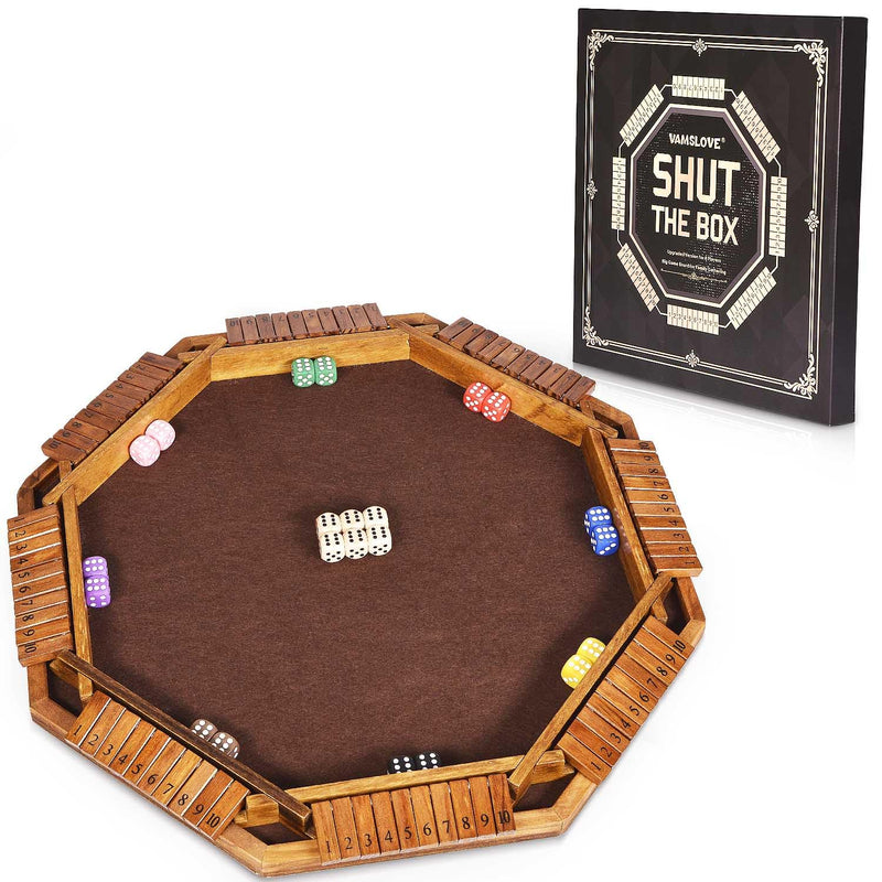 Shut The Box Dice Game For 8 Players Upgraded Wooden Board Table Math Game