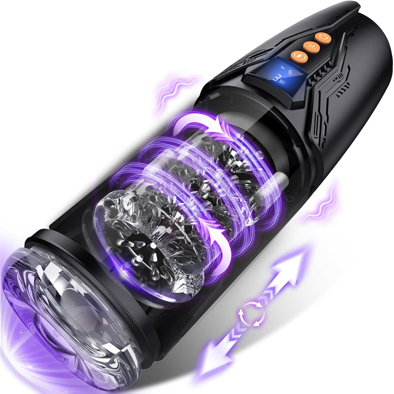 Male Masturbator Sex Toys For Men, Adult Sex Toy With 7 Rotating & Thrusting & 10 Vibrating Modes, Dual Motors Pocket Pussy Mens Sex Toys With Lcd Display, Male Stroker Adult Sex Toy & Games