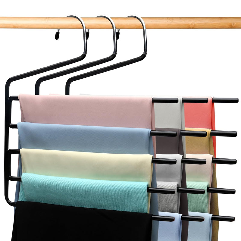 3 Pack Closet-Organizers-And-Storage,5-Tier Closet-Organizer Pants-Hangers-Space