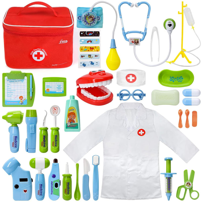 Medical Kit For Kids 35 Pieces Doctor Pretend Play Equipment, Dentist Kit For
