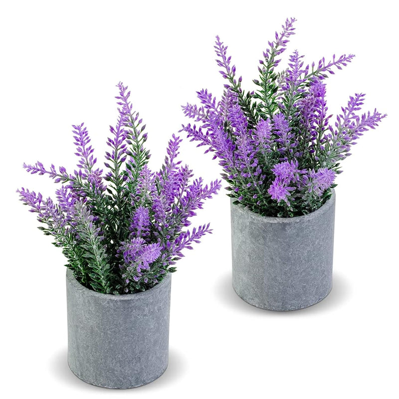 Artificial Lavender Plant In Pots - Faux Lavender Fake Artificial Flowers Pott