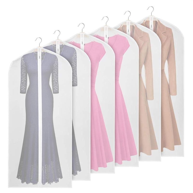 Clear Garment Bags For Hanging Clothes 60 Inch Clear Dress Bags For Storage 6Pac