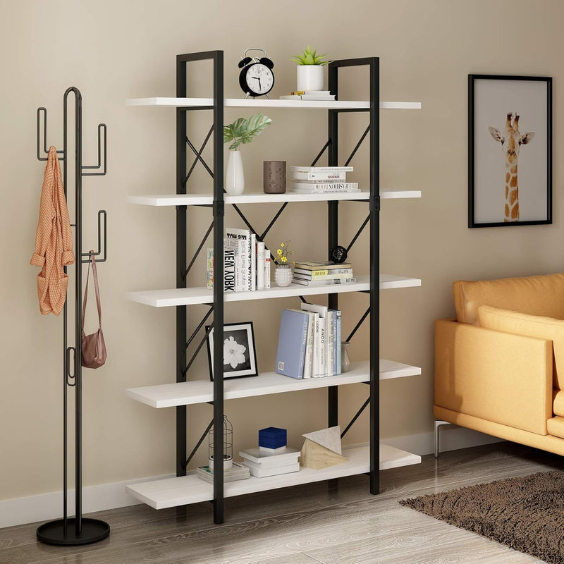 5 Tier Bookshelf, Freestanding 5 Shelf Bookcases And Bookshelves, Modern Minim