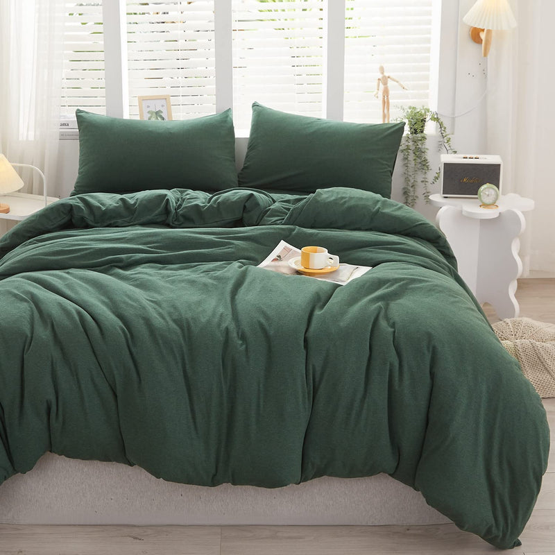 Dark Green Duvet Cover Queen Jersey Knit Cotton Duvet Cover Forest Green Beddi