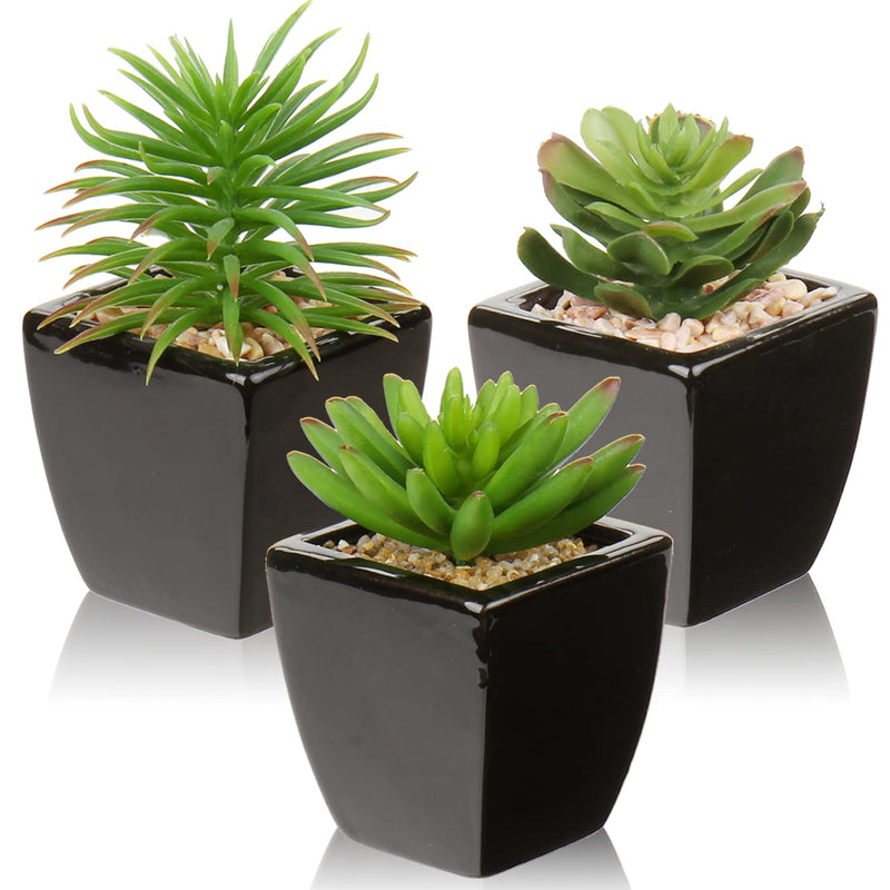 Small Succulents Artificial 3 Pcs Faux Succulents In Pots Fake Succulent Plant